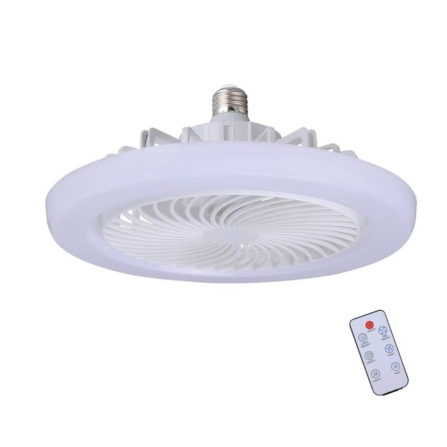 Modern Enclosed Multi-Speed Indoor Smart LED Bladeless Ceiling Fan with Light Remote Control Bedroom
