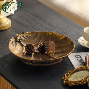 Bandeja ovalada vintage decorativa para el hogar, mesa de centro, frutero, adorno metálico con patrón de plantas - Product Image 3