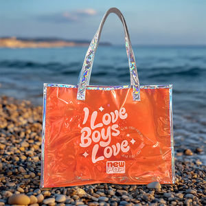 Cadeau Offre Spéciale Logo personnalisé Laser Pvc sac à provisions pliable étanche Transparent clair holographique sac fourre-tout - Product Image 4