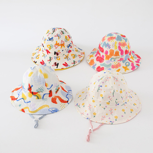Chapeau Bob Réversible pour Enfants et Tout-Petits Landfond, Motif Dessin Animé, Bord Court, Protection Solaire, Style <span class=keywords><strong>Pêcheur</strong></span> - Product Image 1
