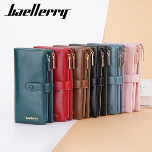Cartera Larga Baellerry para Mujer, de Cuero PU, Gran Capacidad, con Cierre, Color Sólido, Decoración con Botones - Product Image 4