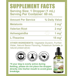 Melatonin chó tự nhiên <span class=keywords><strong>l</strong></span>àm dịu giọt valerian gốc Ashwagandha <span class=keywords><strong>l</strong></span>-theanine-<span class=keywords><strong>l</strong></span>ỏng cho sấm sét/pháo hoa lo <span class=keywords><strong>l</strong></span>ắng ngủ Viện trợ thịt xông khói - Product Image 3