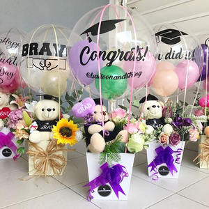 Cesta de Flores con Globos Bobo, Globo de Flores Personalizado en una Burbuja, Regalo para <span class=keywords><strong>Cumpleaños</strong></span>, Aniversario, Ramo de Globos en Burbuja - Product Image 6