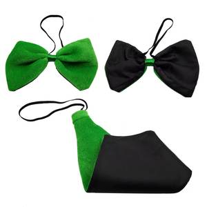 男女兼用大人用カスタムロゴグリーン聖パトリックの日アウトドアパーティーコスチューム帽子蝶ネクタイひげスカーフセット - Product Image 3