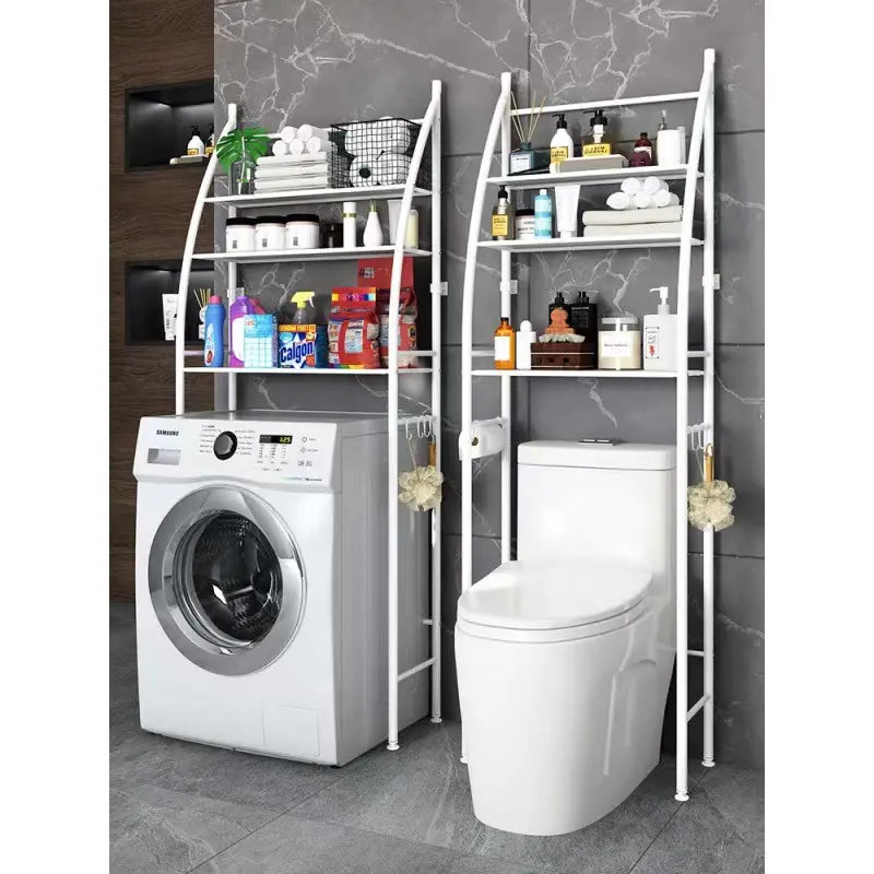 2023Household toilet storage rack toilet washing machine storage rack floor toilet bathroom perforation-free storage device