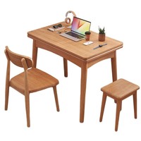 Table à manger rectangulaire pliante en bois massif, pour petit appartement, rétractable, couleur bois de cerisier, moderne, assemblée, rustique
