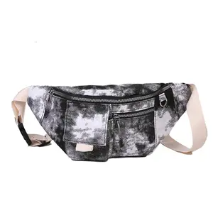 Fanny Pack Fashion Stijlvolle Jongen Meisje Canvas Chinese Stijl Grappige Blauw Tie Dye Custom Print Logo Fanny Pack