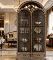Armoire à vin en bois massif de style américain, arquée, semi-circulaire, à double porte, multifonctionnelle, meubles de maison, salle à manger, salon