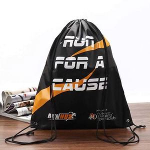 Custom Eco Friendly <b>Waterproof</b> <b>Black</b> Drawstring <b>Backpack</b> Bag for Soccer Team Fans Advertising Promotion Gift - Product Image 1
