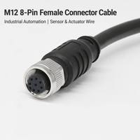 Kabel Konektor Sirkular Berkode A 8-Pole M8, Lurus Jantan/Betina, Kabel Sensor & Aktuator Industri Tahan Air IP67