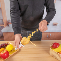 Coupe-pommes de terre en spirale en acier inoxydable, trancheuse manuelle rotative Cyclone Roll Slicer String, facile à nettoyer