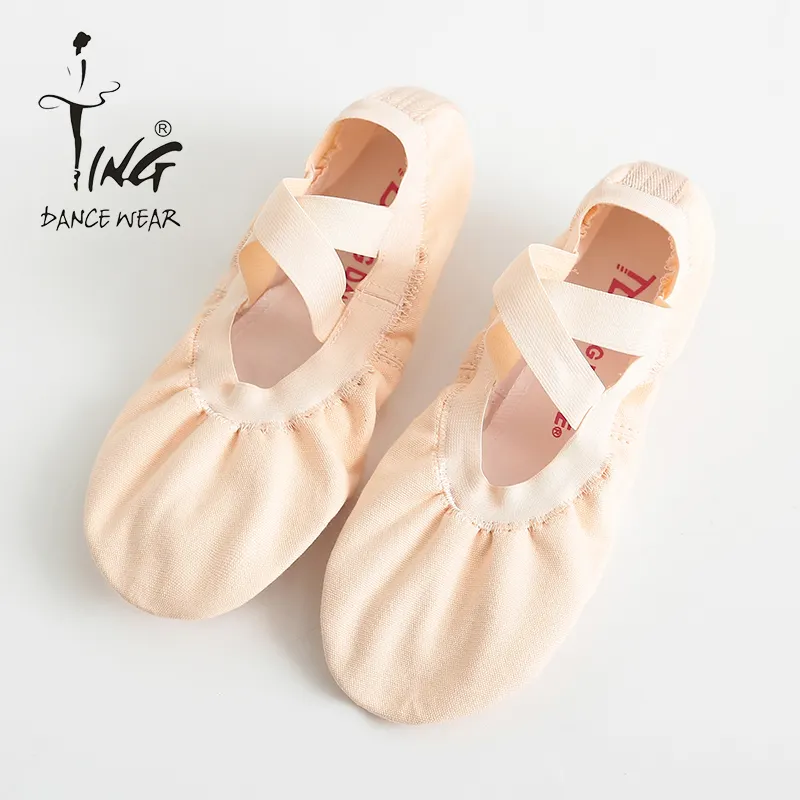 अनुकूलन कैनवास स्प्लिट एकमात्र फ्लैट नृत्य बैले जूता पेशेवर उच्च गुणवत्ता कम बच्चों लड़कियों गुलाबी कस्टम बैले जूता