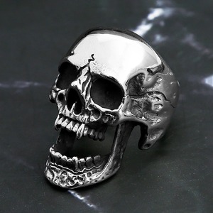 yunnique Skull <b>Ring</b> <b>Titanium</b> Steel Men's Halloween Jewelry Skeleton Design Long Teeth Retro Style - Product Image 1