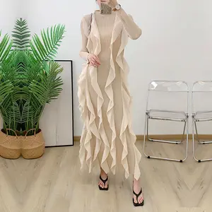 Pleated Craft Petal Design Dress 2023 Best Selling Middle East Ladies Casual Long Dress