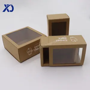 Boîtes pliantes biodégradables en papier pour carte Kraft Macaron Cupcake pour biscuits au chocolat emballage sucré