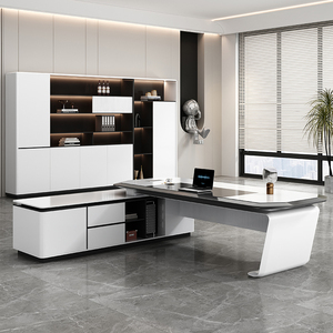 <span class=keywords><strong>Escritorio</strong></span> de oficina <span class=keywords><strong>blanco</strong></span> moderno simple de gama alta para Manager Boss President Silla de <span class=keywords><strong>escritorio</strong></span> cómoda complementada - Product Image 3