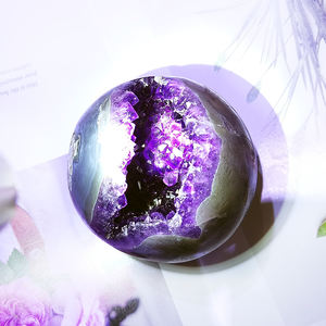 Esfera de amatista de roca <span class=keywords><strong>Natural</strong></span>, esfera de ágata, amatista, Geode, con drusa sonrisa, bolas esféricas de amatista - Product Image 6