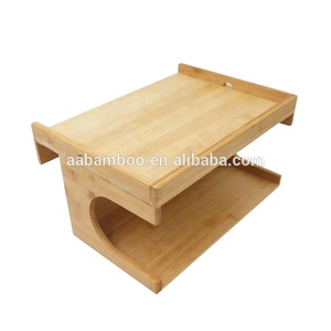 <strong>Bamboo</strong> Double Layer Bunk <strong>Bedside</strong> Shelf / <strong>Table</strong> / Nightstands / Caddy Tray - Product Image 2