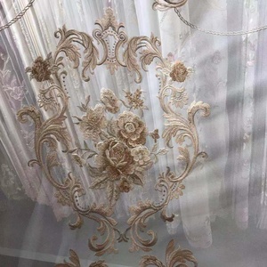 Rideau <span class=keywords><strong>en</strong></span> tissu <span class=keywords><strong>organza</strong></span> brodé de fleurs - Product Image 2