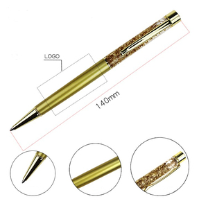 Foglia oro galleggiante penna di modo penna a sfera in metallo per la promozione del prodotto Università souvenir pen display - Product Image 5