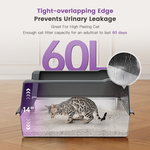 Shenghui XXXL Super Große, Halbgeschlossene Katzenstreu-Toilette aus Edelstahl und Kunststoff, Umweltfreundlich, 70 cm Hoch, 50 cm Breit, 60 L Fassungsvermögen - Product Image 3