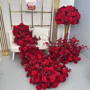 Liscio di alta qualità artificiale rosa rossa fiore Runner matrimonio rosso composizione floreale rosso Set di fiori - Product Image 1