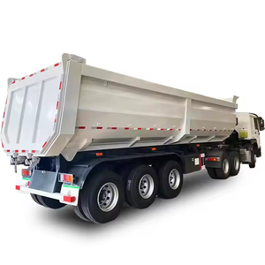 Semirremolque de volteo trasero de tres ejes y 60 toneladas, diseño en forma de U, suspensión neumática para sistema de frenos, piso de placa de acero diamantada - Product Image 1