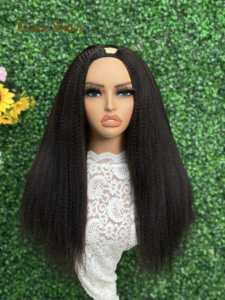 Trinh Nữ 100% V Phần Kinky Thẳng Tóc Con Người Cho Phụ Nữ Lật Hơn Ánh Sáng Yaki Tóc Tóc Giả Tóc Thô Bán Buôn Nhà Máy <span class=keywords><strong>U</strong></span> Phần Tóc Giả - Product Image 2