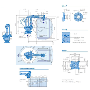 Robot de manutention 6 axes PL190, structure de moteur PLC, haute répétabilité pour applications exigeantes de 190 kg - Product Image 3
