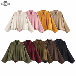 Blouson Bomber Chic en Daim Lumos pour <span class=keywords><strong>Femme</strong></span>, Nouvelle Collection Printemps 2025, avec Col Revers, Manches Longues, Style Vintage, Vêtement d'Extérieur Féminin Élégant - Product Image 1