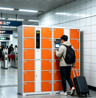 Casier intelligent pour bagages d'aéroport, armoire de rangement autonome pour gare ferroviaire à grande vitesse, grand casier à bagages en acier avec code QR