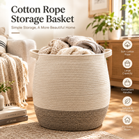 Grand panier de rangement en corde de coton, panier décoratif tressé pour couvertures avec poignées, panier à linge et organisateur de jouets pour chambre et chambre d'enfant