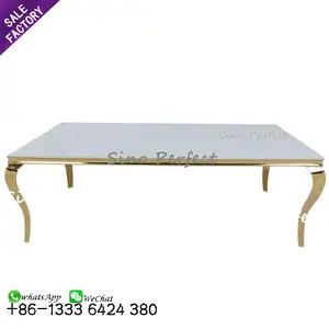 Rectangular Modern Hotel Wedding Event Banquet Furniture Geometric Simple Furniture Mirror Rectangular Dinning Dining Dinner Table