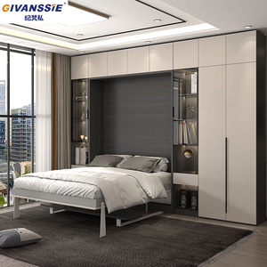 Mueble de Dormitorio Ecológico con Cama Murphy de Madera, Hecho a Medida, Ahorra Espacio, Resistente al Fuego y al Agua, Diseño Moderno - Product Image 1