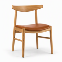 Chaise de salle à manger moderne en bois massif sur mesure avec coussin en cuir PU imperméable pour hôtel, café, salon, chambre à coucher