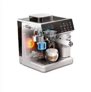 Machine à expresso semi-automatique avec moulin intégré et réservoir à lait, style italien, à une touche, pour la maison et le bureau - Product Image 2