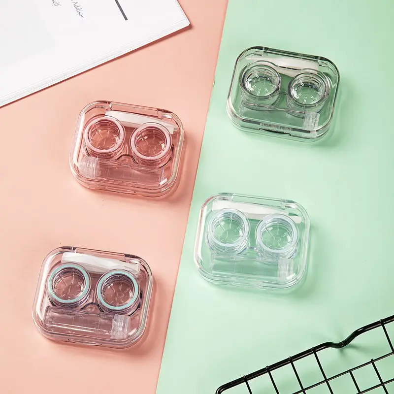 Custodia per occhiali invisibile custodia per contenitore custodia per lenti a contatto trasparente per Mini scatola da viaggio per donna