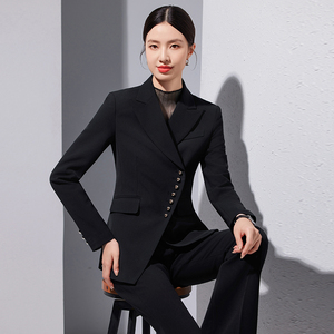 Completo Professionale da <span class=keywords><strong>Donna</strong></span> Autunno Inverno, Tailleur da Ufficio Due Pezzi con Pantaloni, Vestibilità Aderente per Taglie Forti, Stile Business - Product Image 2