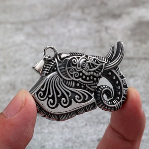yunnique Stainless Steel Men's <b>Elephant</b> Pendant Themed Animal Design Party <b>Gift</b> Jewelry Fashion Accessory - Product Image 4