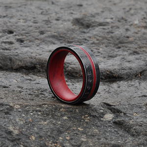 Viking Souvenir Rose Bois Doublure En Acier Inoxydable Norse Hommes Rune Anneau Viking Bijoux - Product Image 3