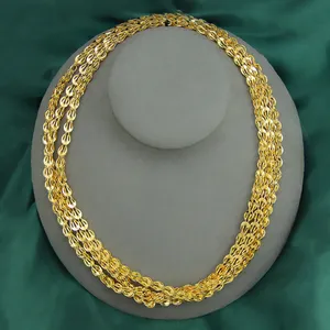 Wholesale Prices Link Necklace Chain 18k Plated Gold Dubai Gold Necklace Long Chain Necklace Women