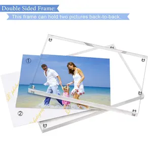 Freestanding Acrylic khung ảnh hai mặt tùy chỉnh độ dày rõ ràng Acrylic khung hình từ tính cho đám cưới