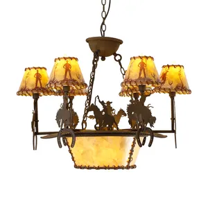 rustic chandelier with horse pattern,9 lights