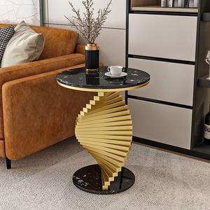 Sofá de Estilo Italiano para Sala de Estar, de Lujo Ligero, con Detalles de Mármol, Varios Mesas de Centro Metálicas Creativas para Balcón - Product Image 4
