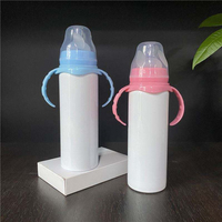 Bouteille à bec pour bébé et tout-petit, 8 oz (240 ml), blanche, à personnaliser par sublimation, garde les boissons chaudes et froides, avec tétine anti-colique