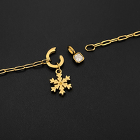 Pulsera de Cadena de Acero Inoxidable Chapada en Oro de 14K para Mujer, con Colgante de Cristal en Forma de Copo de Nieve, Joyería Emanco