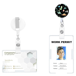 Round, retractable, easy-pull <b>buckle</b> dinosaur name tag/ID holder, anti-loss name tag/keychain, retractable carabiner - Product Image 2
