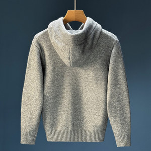 Men's Hooded Knit Cardigan, Korean-Style Relaxed-Fit Sweater <strong>Jacket</strong>, Men's Fall/Winter Thickened Warm Casual Trendy Outerwear - Product Image 3