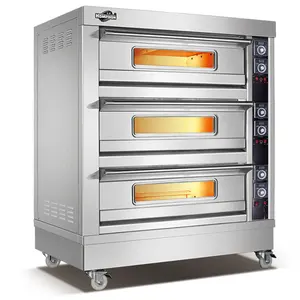 Professional 3 Deck Oven 6 Trays Stainless Steel Industrial Electric Bread Oven Cake Making Machine