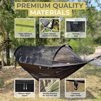 Hamac de camping portable en nylon, grande taille, avec moustiquaire, pour l'extérieur, en parachute ultraléger, avec sangles de suspension pour arbre, lit suspendu pour 2 personnes